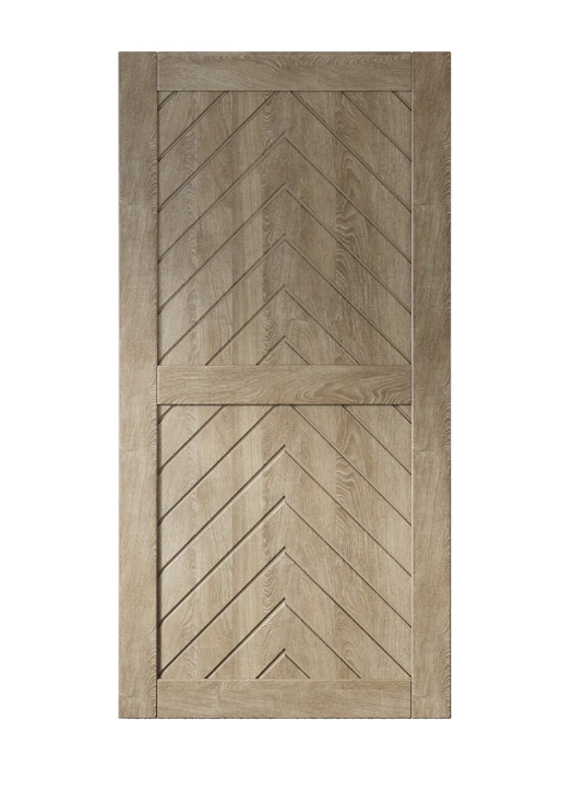 80" Height Classic Gray Fishbone Design Unfinished Pine Wood Barn Door (Interior Use Only)